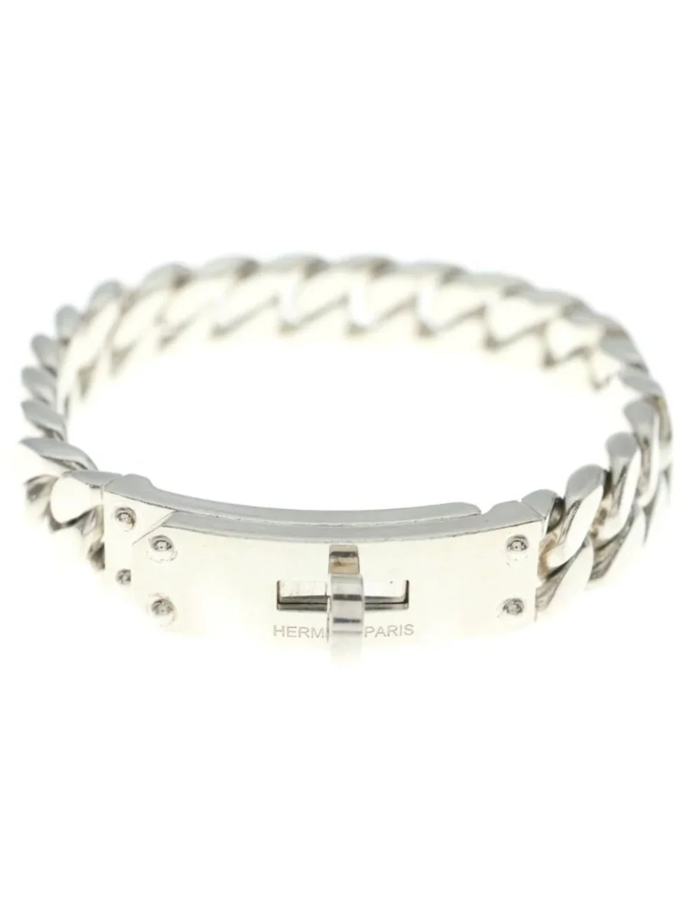 Hermes Kelly Gourmette GM Chain Bracelet Silver